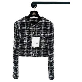 Casaco Chanel de tweed xadrez multicolorido Multicor
