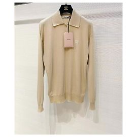 Polo de punto de cashmere Miu Miu Camel Multicolor