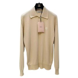 Polo en maille de cachemire Miu Miu Camel Multicolore