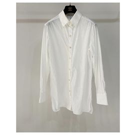 Camisa Chanel de algodón con estampado de cometa double-C blanca Multicolor