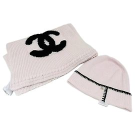 Chanel Pink Wool Knit Beanie with Black Trim Multiple colors