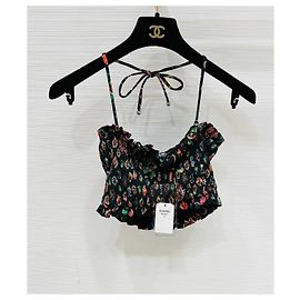 Chanel Camisole Top Black Jewel Tone Pattern Polyester Multiple colors