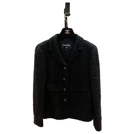 Chanel Black Tweed Jacket with Silver Thread Multiple colors