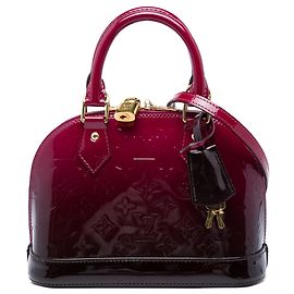 Red Louis Vuitton Monogram Vernis Ombre Alma BB Satchel Red