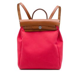 Mochila Hermès Toile Herbag A Dos Zip Retourne Vermelha Vermelho