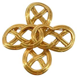 Gold Chanel CC vergoldete Infinity-Brosche Golden