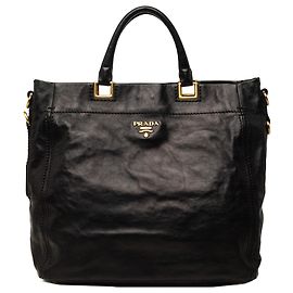 Sac cabas convertible ouvert Prada Glace Calf noir Noir