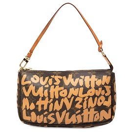 Bolsa de Ombro Louis Vuitton Stephen Sprouse Monogram Graffiti Pochette Accessoires Castanha Marrom