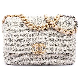 Borsa Chanel Medium Tweed 19 Flap Satchel Marrone Marrone