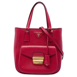 Bolso Tote Satchel Prada Saffiano Lux Metropolis rojo Roja