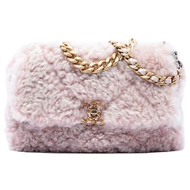 Pink Chanel Medium Shearling 19 Flap Satchel Pink