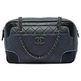 Chanel Medium CC Bicolor gesteppte Kalbsleder Chain Camera Bag in Grau Grau