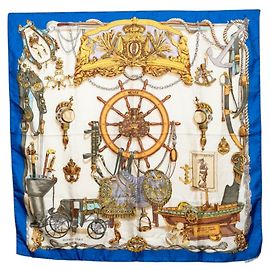 Hermès Carré Hermes 90 Museum Bleu Écru