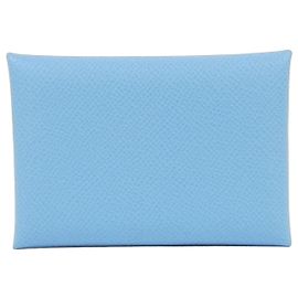 Hermès Hermes Calvi Duo Münzbeutel Hellblau