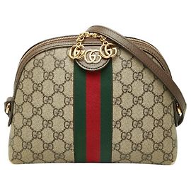 Bolsa de Ombro Gucci Ophidia GG Supreme Sherry Line Marrom
