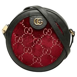 Borsa a Tracolla Gucci GG Velvet Nero Bordò