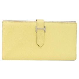 Hermès Hermes Bearn Soufflé Verso Geldbörse Gelb
