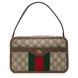 Gucci GG Supreme Sherry Line Ophidia Handbag Brown Beige