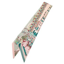 Hermès Pañuelo de seda Hermes Twilly Exposition Universelle Rosa Verde