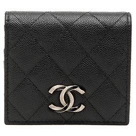 Portefeuille bi-fold Chanel Coco Mark Matelassé Noir
