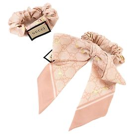 Conjunto de Scrunchies de Seda GG Gucci Rosa