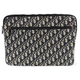 Christian Dior Canvas Oblique A4 com Zíper Bege