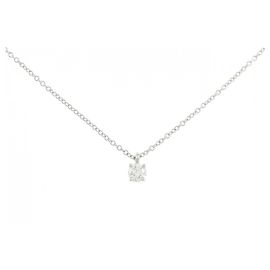 Autre Marque Tiffany Solitaire Necklace in Platinum Other