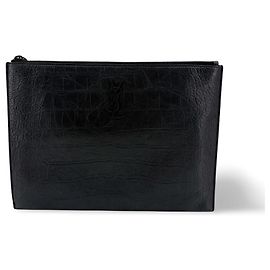 Autre Marque Estuche para tarjetas Uptown de cuero Saint Laurent Negro