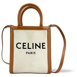 Céline Celine Vertical Cabas Canvas with Leather Small Beige