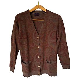 Etro brauner Wollcardigan mit Paisley-Muster Braun
