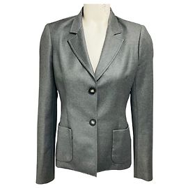 Chaqueta Blazer de Lana Gris de Dos Botones de Balenciaga Gris