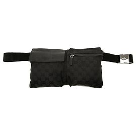 Bolso cinturón Gucci GG Canvas de doble bolsillo negro Negro