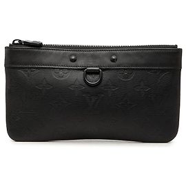 Louis Vuitton Monogram Shadow Pochette Discovery PM Clutch Bag Schwarz Schwarz