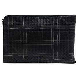 Black Bottega Veneta Nappa Intrecciato Metropolis Document Case Clutch Bag Black