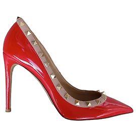 Valentino Garavani Rockstud Red Patent Leather Pumps Red