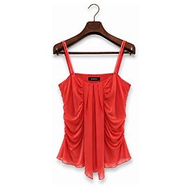 Autre Marque Max&Co. Women's 100% Pure Silk Coral Satin Ruffle Camisole Top – IT 40 Corallo