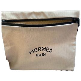 Hermès Bain Pochette in Tela Beige Beige