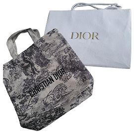 Christian Dior Borsa Tote Toile de Jouy Beige Marrone scuro
