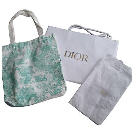 Saco cabas Christian Dior Book Tote em lona Branco Verde