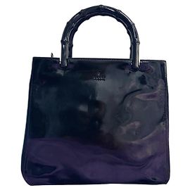Sac Gucci Bamboo en cuir verni noir Noir