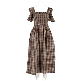 Autre Marque Vestido de algodón marrón DAMSON MADDER Talla 34 Castaño