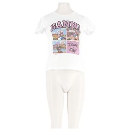 T-shirt de algodão branco Ganni Verde