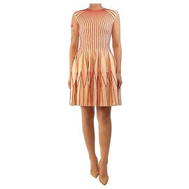 Alexander Mcqueen Vestido evasê sem mangas creme e vermelho - size M Cru