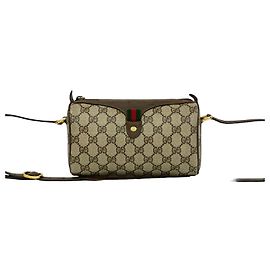 Gucci Old Gucci Sherry Line Mini Bolsa de Ombro em Couro Marrom
