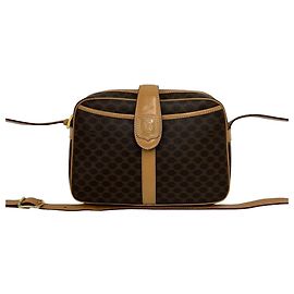 Céline Celine Vintage Macadam Blazon Pattern Triomphe Schultertasche Braun