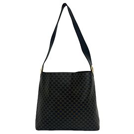 Céline Bolsa de Ombro Celine Vintage Circle Logo Marrom Preto
