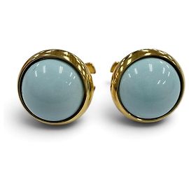 Hermès Hermes Eclipse Stud Earrings Golden Light blue
