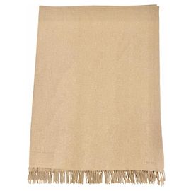 Hermès Hermes Kaschmir-Schal mit gesticktem Logo Beige