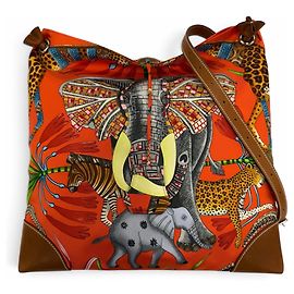 Hermès Borsa a tracolla HERMES Silky City 33 PM La Marche du Zambeze Rosso Arancione