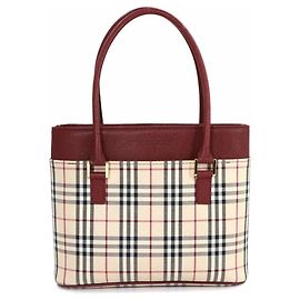 Bolso Burberry Nova Check Beige Burdeos